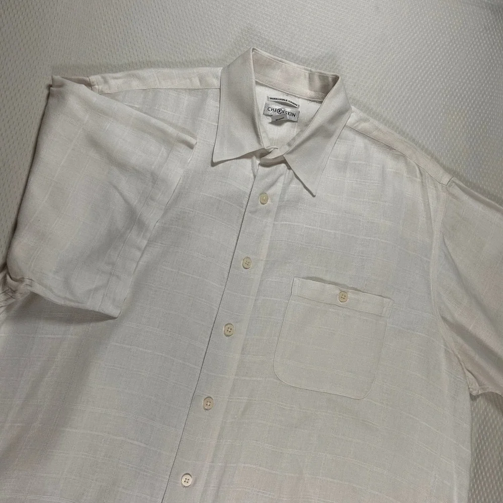 VTG Chereskin Linen Blend Short Sleeve Button Up Shirt Mens XXL Geometric Beachy
